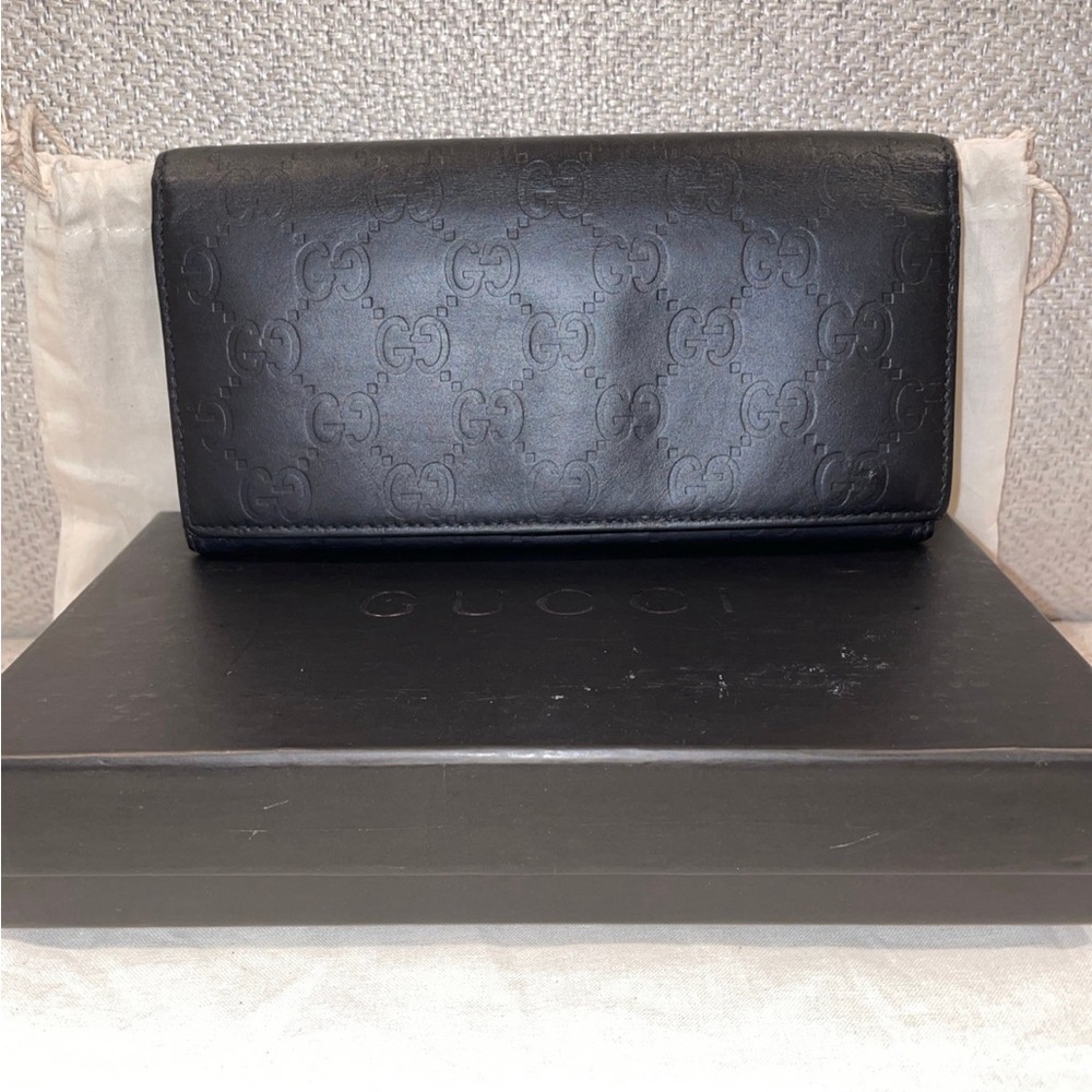 Gucci Black Guccissima Long Wallet